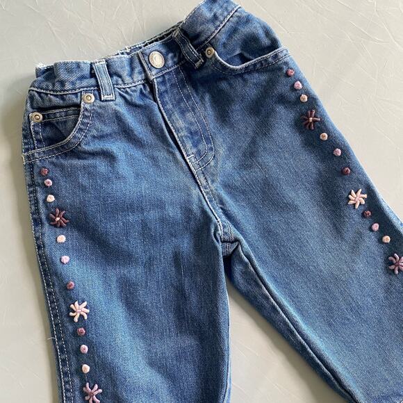 Vintage Baby Gap Floral Crewel Embroidered Jeans - Picture 1 of 9